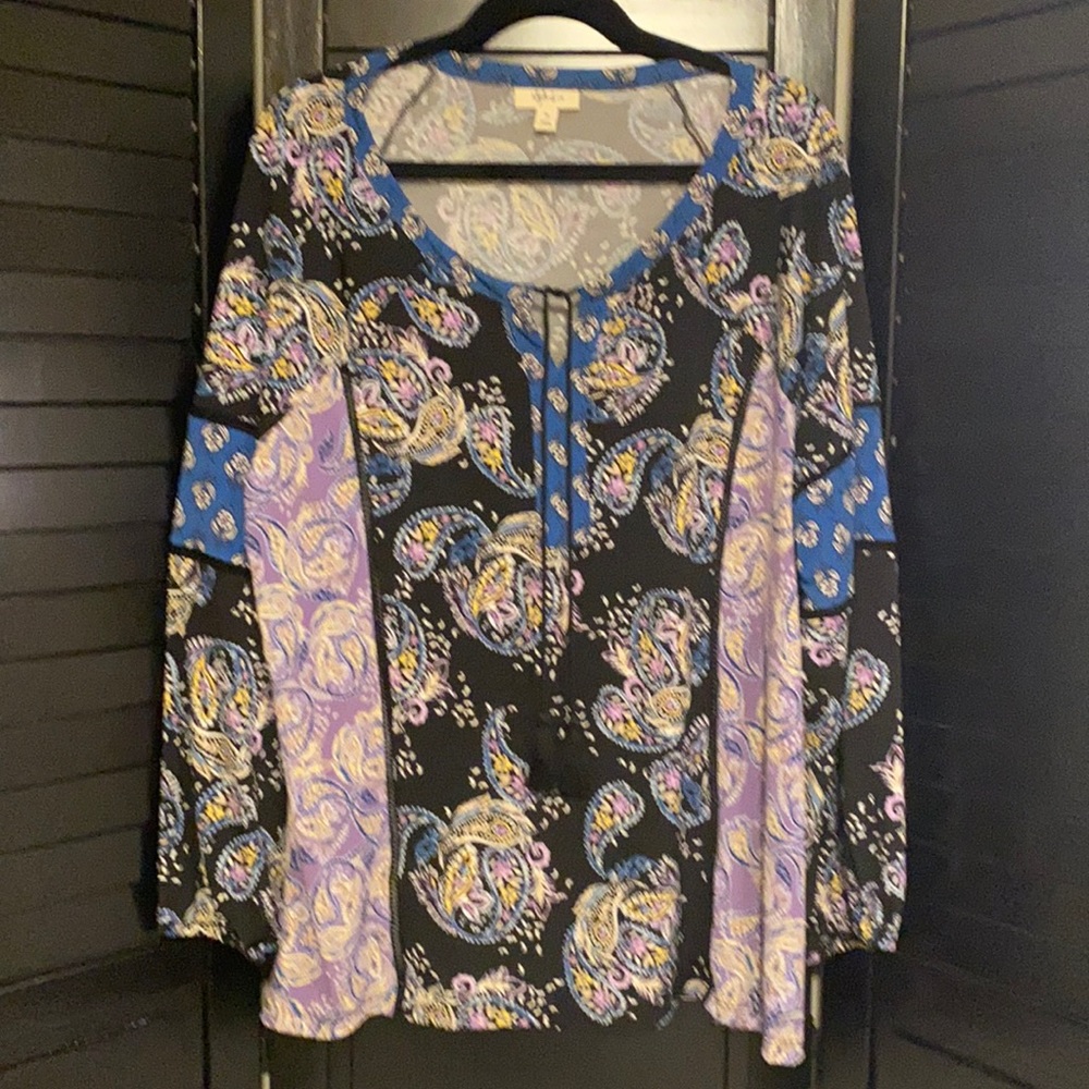 Style & Co Boho Paisley Peasant Top